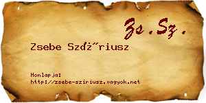 Zsebe Szíriusz névjegykártya